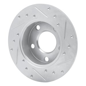 Audi A4 Quattro Brake Rotor (1) - Rear Left - R1 Concepts - Drilled and Slotted - Silver - `96-`05